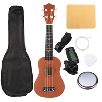 Ukulele Combo 21 Ukulele Black Soprano 4 Strings Uke Hawaii Bass Stringed Musical Instrument Set Kits+Tuner+String+Strap+Bag